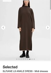 Нова. Коричнева сукня міді бренду SELECTED FEMME Brown High Neckline  Ankle 