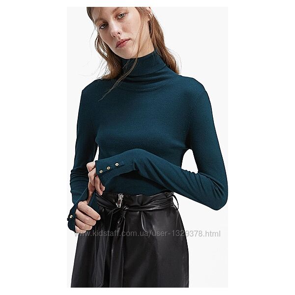 Смарагдовий зелений трикотажний гольф  Viscose Turtleneck Sweater Emerald G