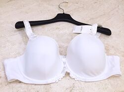 Новий. Білосніжний гладкий бюст преміум бренду ULLA POPKEN White Embroidery 