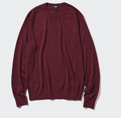 Новий. Светр з меріно UNIQLO 100 Merino Premium Crew Sweater Burgundy ориг