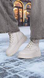 Ботинки зимние белые натуральная кожа 