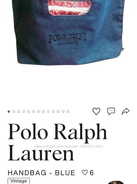Брендовая винтажная сумка из денима&92RALPH LAUREN POLO JEANS CO&92Америка