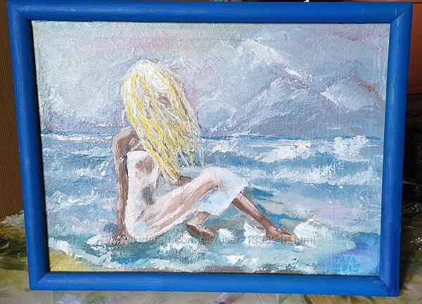 Картина Девушка на море масло, ручная работа