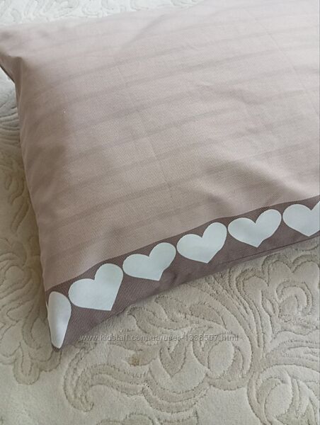 Наволочка серця шоколад -зі щільної бязі, всі розміри