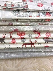 Лляна скатертина- 100 бавовна , новорічні