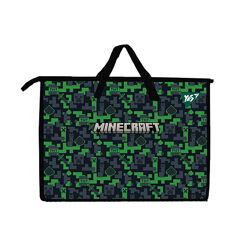Папка-портфель пластикова А3 на блискавці Yes Minecraft з тканинними ручкам
