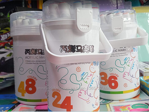 Набір акрилових маркерів в баночках, 24/36/48 кольорів  