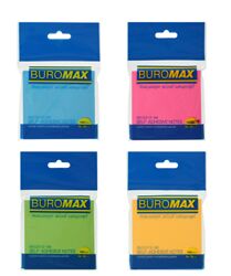  Блок паперу для нотаток BUROMAX NEON, 76х76 мм, 100 арк. , 4 кол. асорті