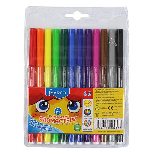 Фломастери водні 12 кольорів 1690 MARCO