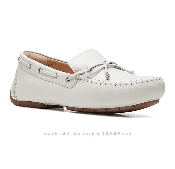 Шкіряні туфлі Clarks mocc tie white