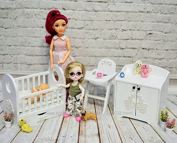Мебель для кукол Гарнитур для детской c кроваткой-люлькой