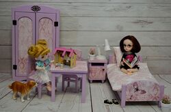 Мебель для кукол Гарнитур для спальни Нежный сиреневый 