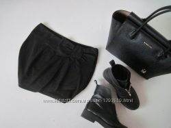 Черная юбка ZARA 100  котон юбочка с драпировкой впереди декор бант
