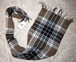 Шарф в клетку коричневый мужской-женский шарф в клітинку 135Х32см