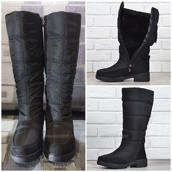 Дутые сапоги черные дутики высокие