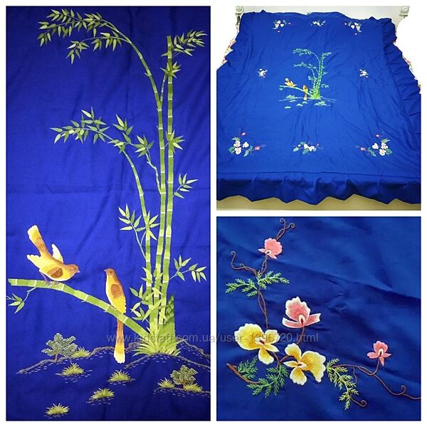 Покрывало на кровать синего цвета 200Х140см без учета оборки ковдра