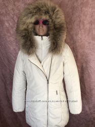 Теплый длинный зимний пуховик пальто парка WOOLRICH  мех енота