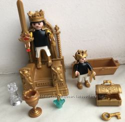 Редкий набор Playmobil  Король на троне и принц с сокровищами королевства
