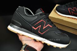 мужские кроссовки New Balance 574 черные с красным 42р-27см