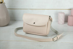 Кожаная женская сумка белая, розовая, пудровая, бежевая