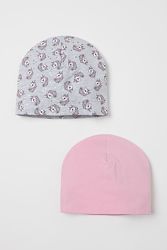 Комплект трикотажных двойных шапочек H&M девочке 4-8 лет   