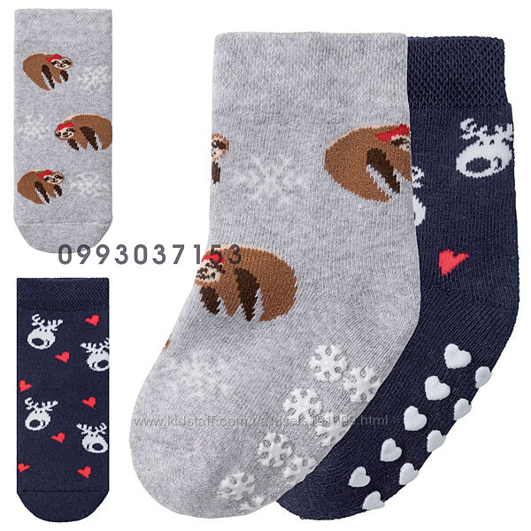 Детские носки новогодние махровые комплект 2 пары Lupilu 19-22, 23-26,27-30