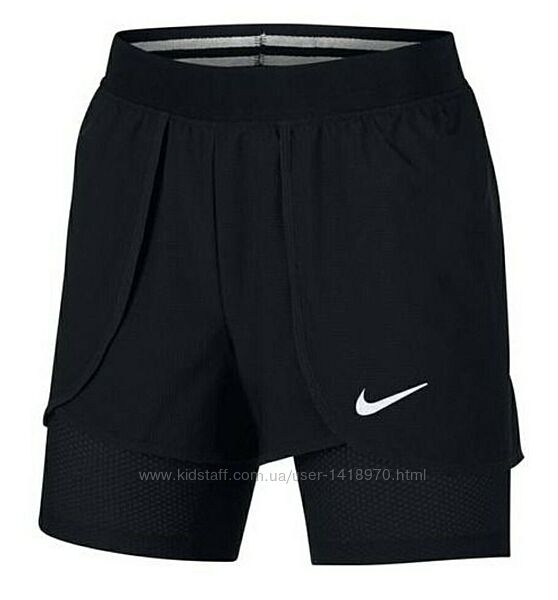 Чорні оригінальні подвійні  жіночі шорти для занять спортом nike dri-fit