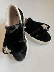 Бархатные туфли слипоны с стразами Италия р. 39-39,5