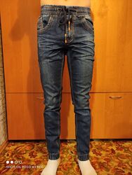 Подростковые зауженные джинсы с манжетами резинками 158-164 см