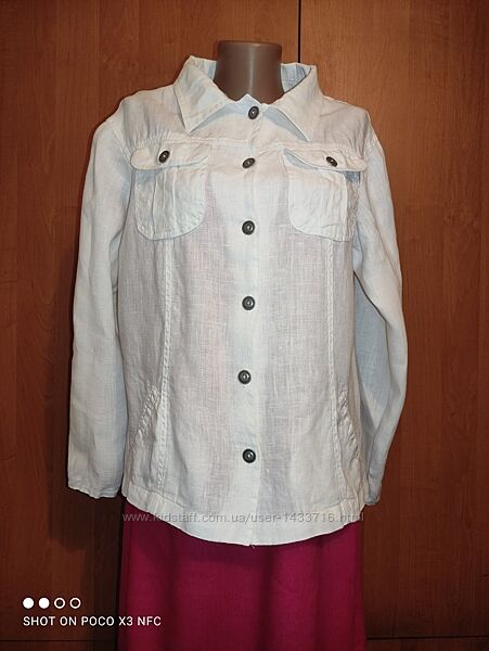 Отличный льняной пиджак, лен, из льна Пог-52 см