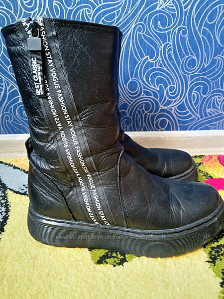 Шкіряні сапожки. Зима. 