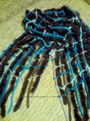 Вязаный шарф с полосками натурального меха, Италия