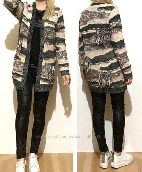 L кофта кардиган вязаний теплий подовжений жіночий