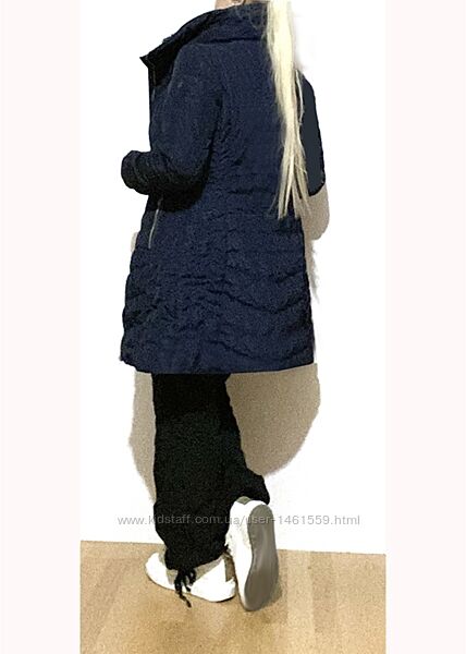 Нове Xs-s пальто жіноче холодний демісезон мяка зима синє високий комір