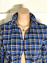 Eur 38 бавовна довга сорочка в клітинку синій чорний білий жіноча