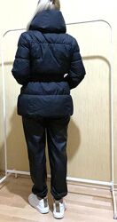 Eur 40-42 пуховик подовжена тепла зимова куртка-дутік чорна жіноча пух перо