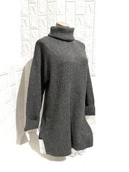 L-m-s оверсайз довгий зимовий теплий светр з горловиною жіночий гольф сірий