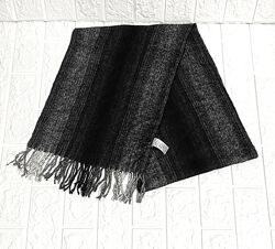 170х29 см тонкий теплий чоловічий шарф чорно-білий сірий китиці