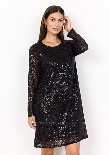 Вечірня чорна сукня з пайєтками soyaconcept, коротка пряма сукня