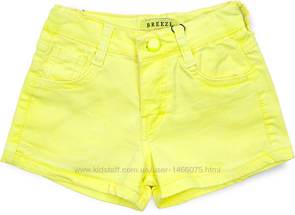 Стрейчеві джинсові шорти для дівчинки. білий / лимон.