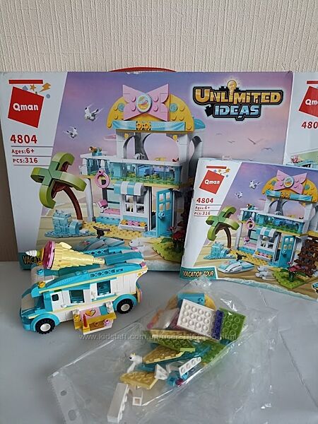 Конструктор Qman 4804 3в1 база відпочинку, автобус, катер 316 деталей