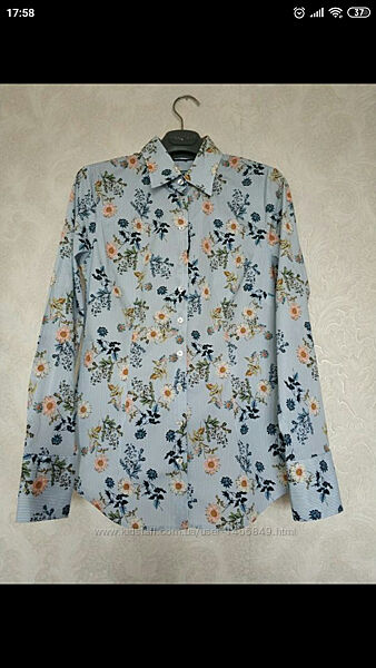 Актуальная рубашка, блузка полоска дорогой бренд цветочный принт бренда haw