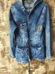 Джинсова подовжена вітровка