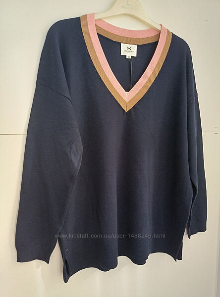 Пуловер с V-образным вырезом синего цвета Marina V Paris, Франция