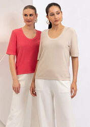 Пуловер с коротким рукавом кораллового цвета Christina Paris, Франция