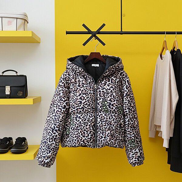 Куртка утепленная леопардовый принт, Италия