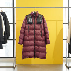 Пуховик удлиненный бордового цвета, Paquito Pronto Moda, Италия