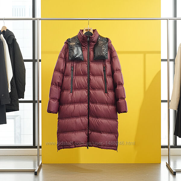 Пуховик удлиненный бордового цвета, Paquito Pronto Moda, Италия