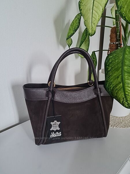 Сумка замшевая шоколадного цвета Leather Country, Италия