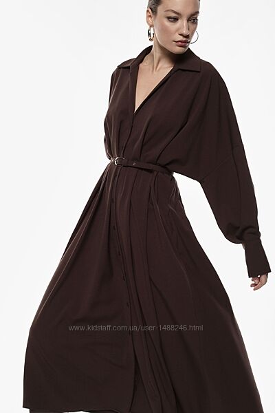 Платье на пуговицах под пояс коричневого цвета Imperial, Италия